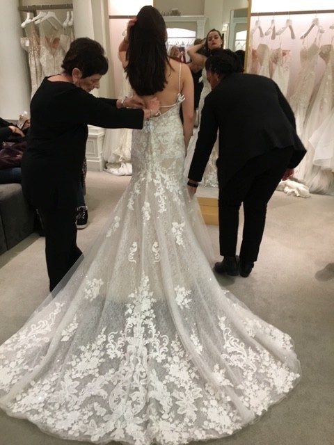 Designer Gown, Kleinfelds, $3,200. Martina Liana, Lace, pearls, Never worn.