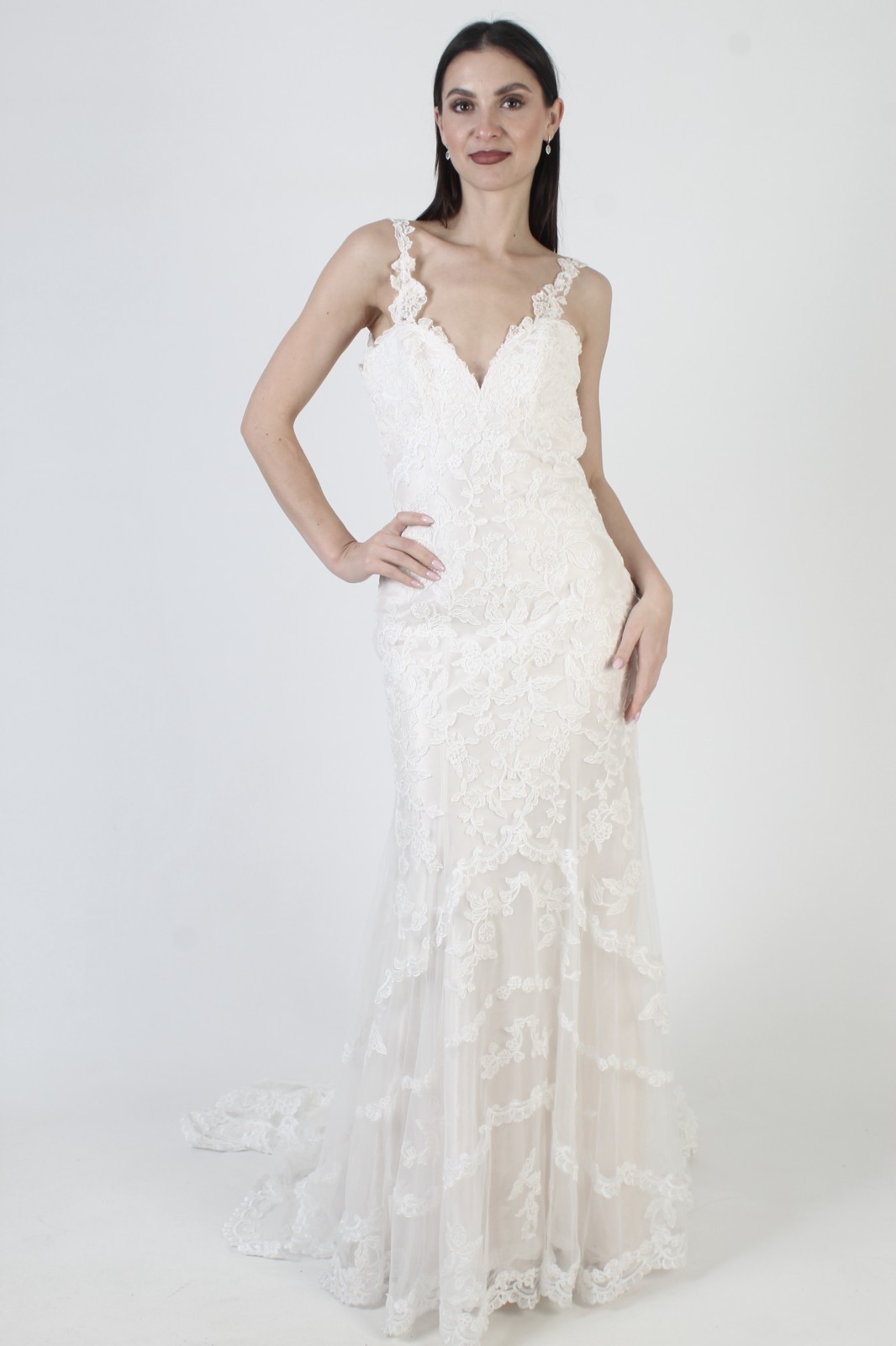 Martina Liana Wedding Dress White Lace Designer Bridal Train Asymmetrical 8