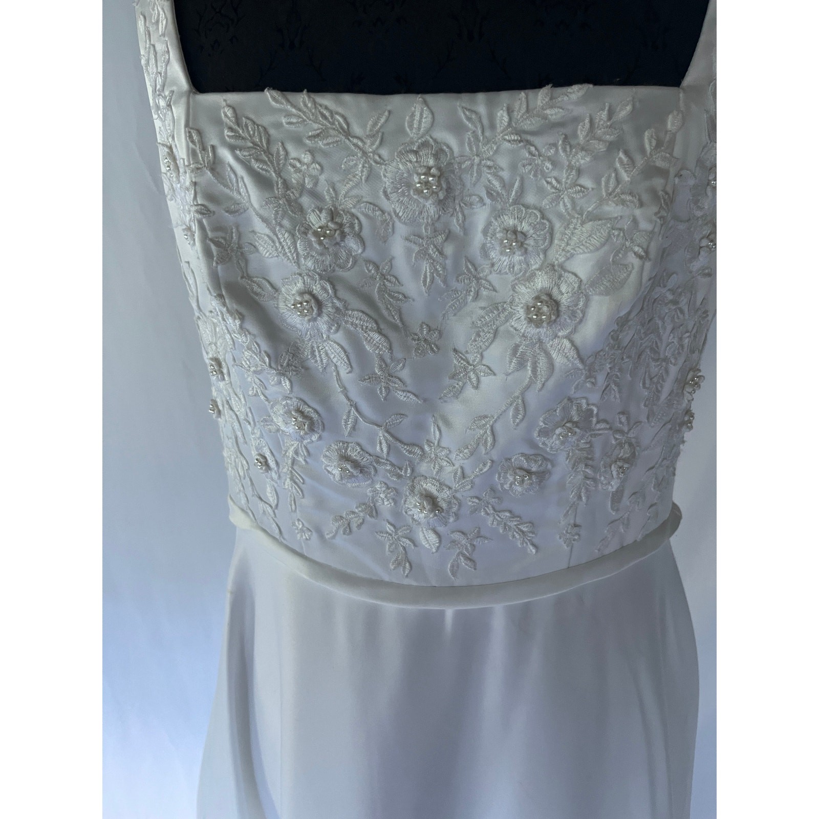 Vintage 90s Morilee Satin A-Line Wedding Dress vntg Size 12 w/ Detachable Train