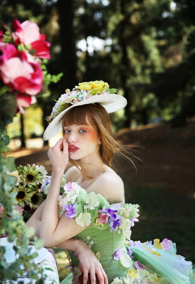 Floral Fluffy Tulle Fairy Wedding Dresses Lace Up Back Bridal Gowns 3D Flowers
