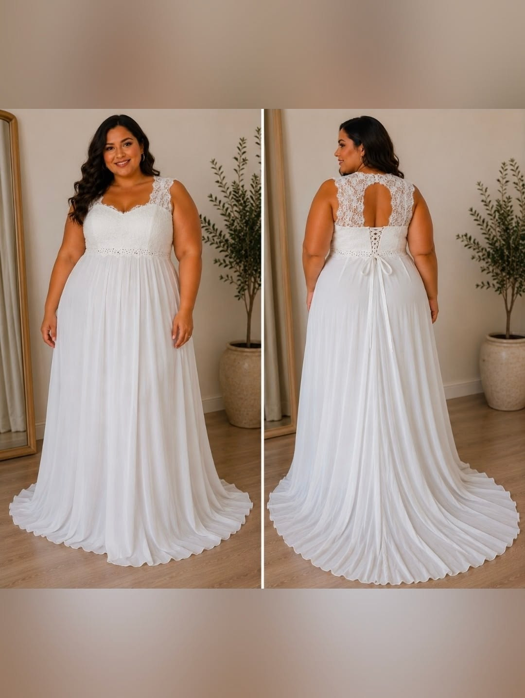 Beach Boho Chiffon Wedding Dress Sleeveless Plus Size A Line Open Back Ball Gown