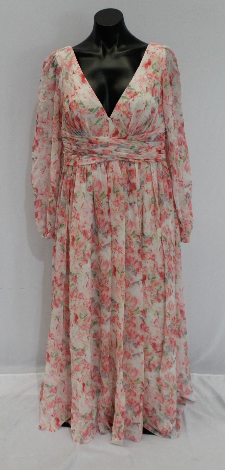 Azazie Women’s Norah Floral A-Line V-Neck Chiffon Dress AP2 Watercolor Custom