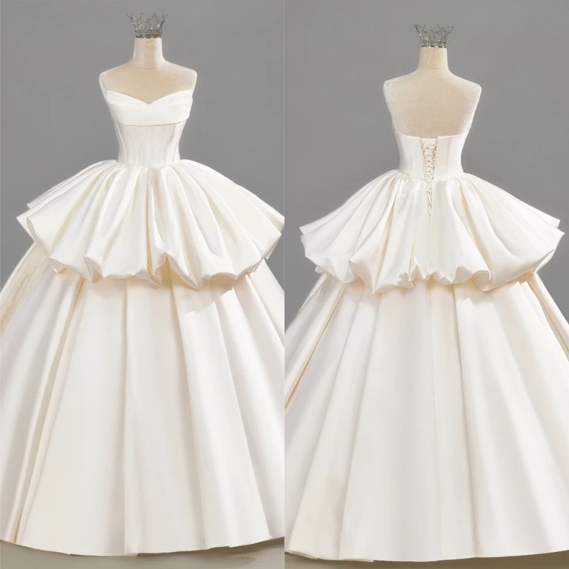 Vintage Lace Light Champagne Ball Gowns Wedding Dresses Bridal Gowns