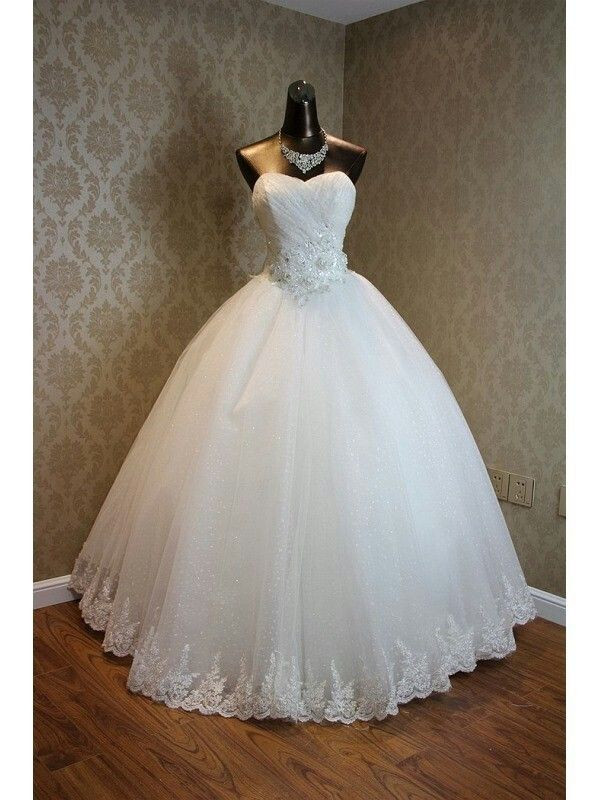 Classic Wedding Dresses Sweetheart Beaded Lace White Ivory Tulle Bridal Gowns