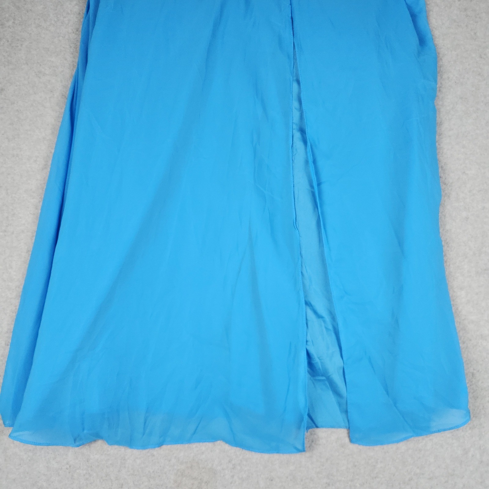 Womens 2 Wedding Dress Blue Flutter Sleeve Square Neck High Slit Lace Up Back
