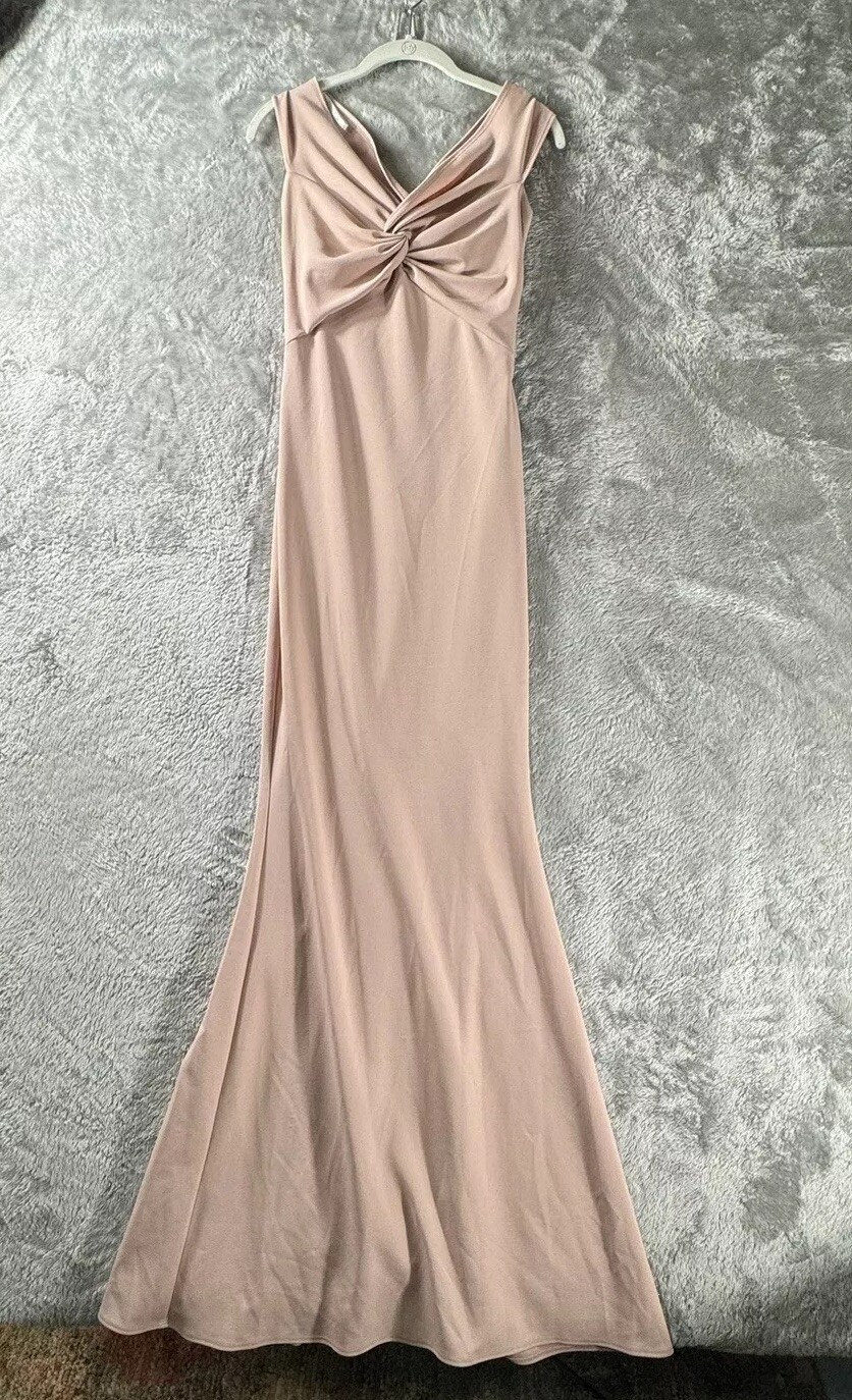Katie May Twisted Gown Women’s 4 Blush Pink Maxi Dress Formal Wedding Guest
