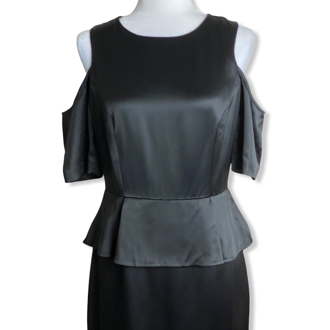 Ted Baker NWT $295 Palard Cold-Shoulder Peplum Dress Black Women’s Size US 4-6