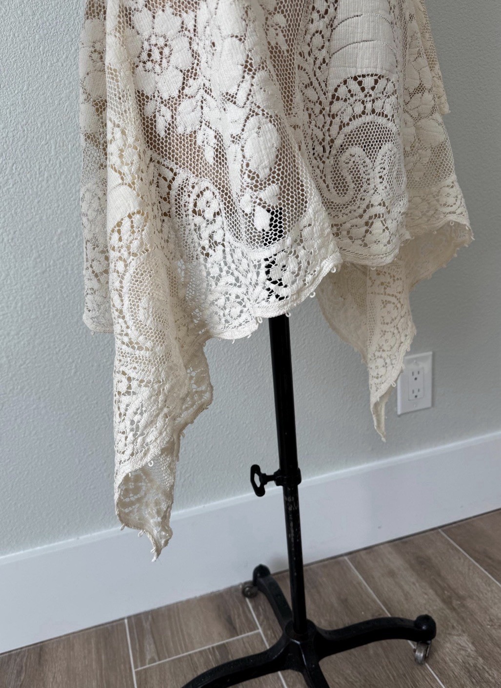Cotton Vintage Lace Wedding Dress High-Low Reception Shower Elopement Med LG XL