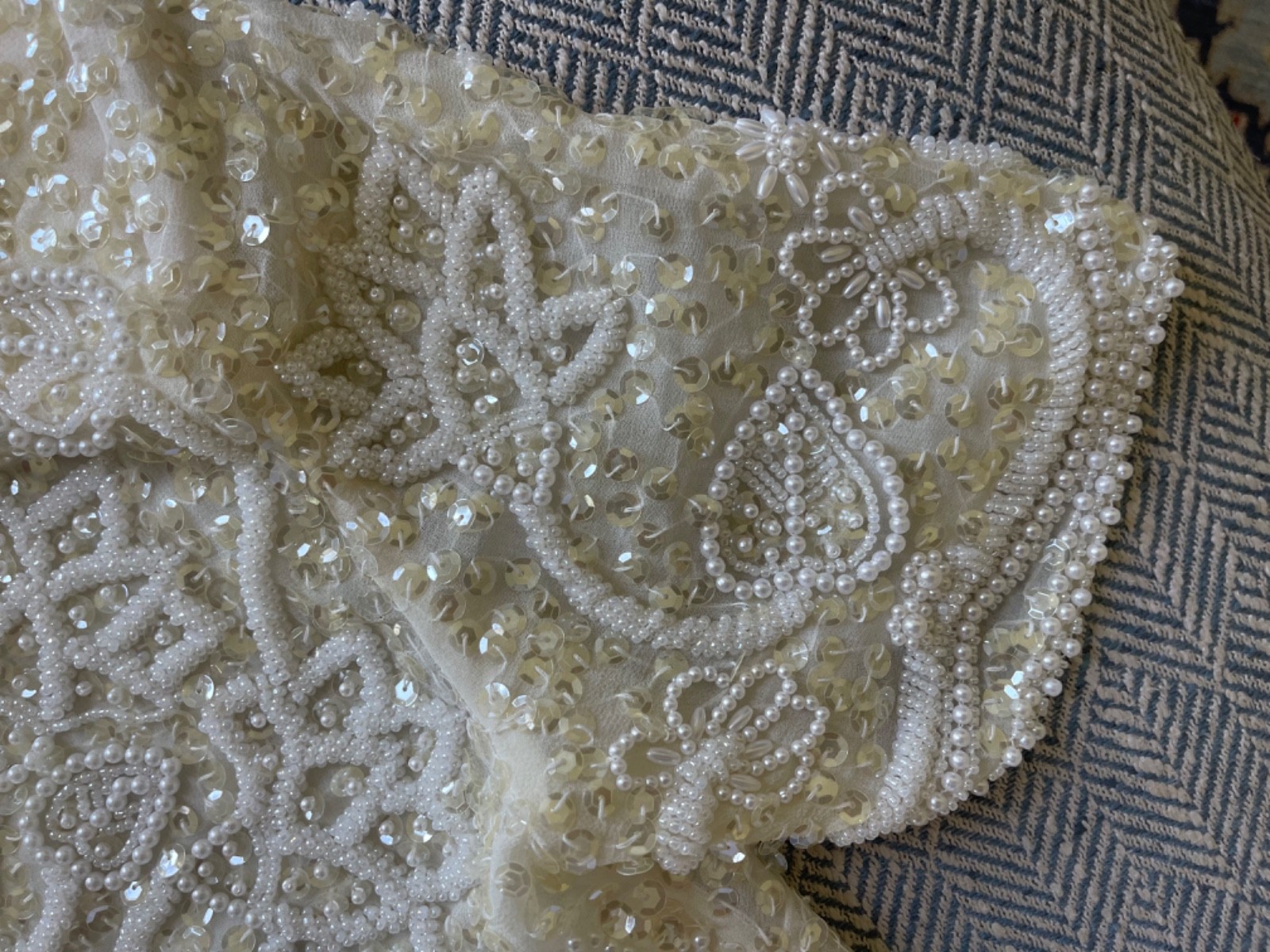 Vintage Beaded Alfred Angelo Wedding Gown Topper Bolero Jacket