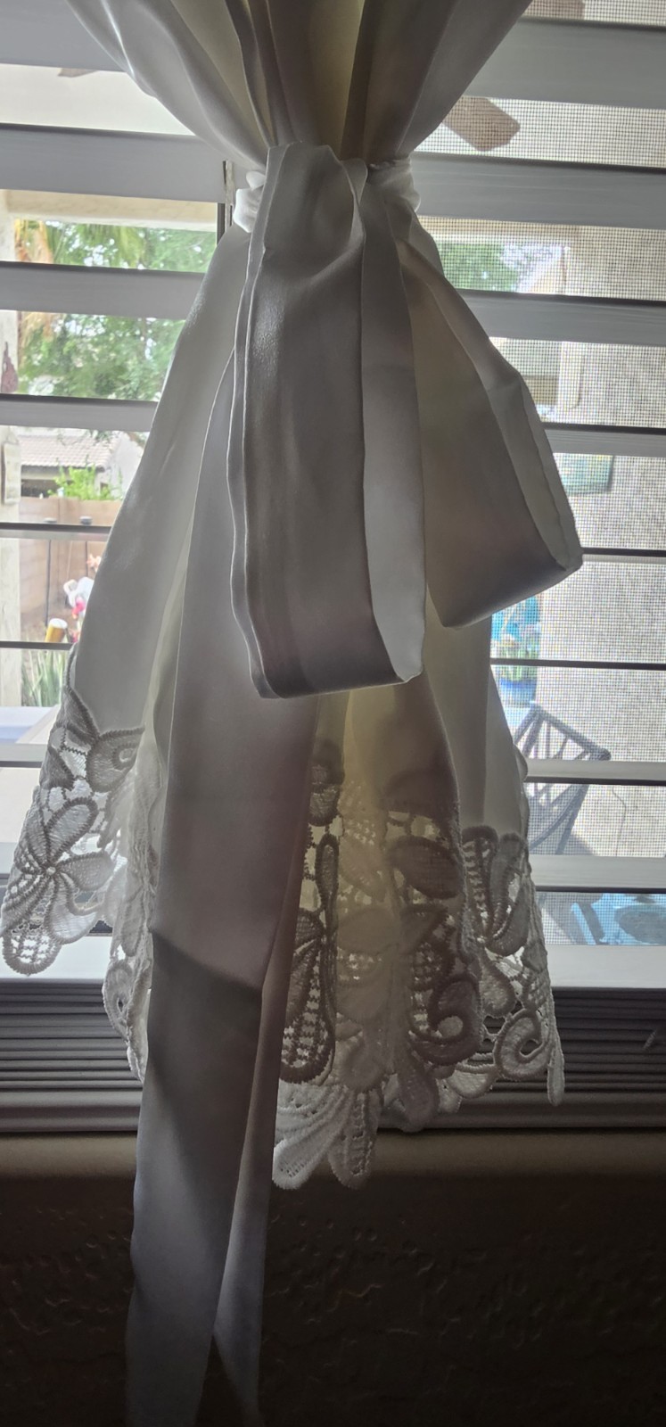 Bride Robe White Satin And Lace Like Matierial Wrape Around Gold Stitch Letters
