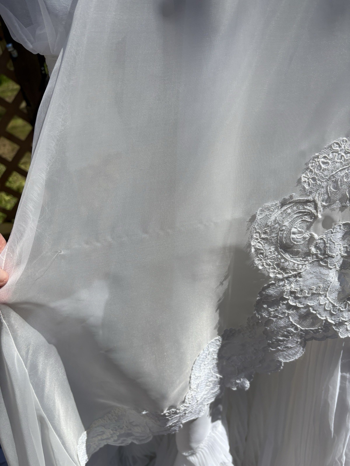 Union Made Vintage Wedding Bridal Gown Chiffon Ivory Lace Floral Unique Sleeves