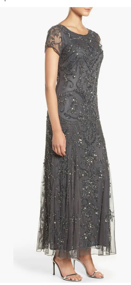 with tags Pissaro Nights Smoke Beaded MIDI Dress Size 12 Retail 268 G1N