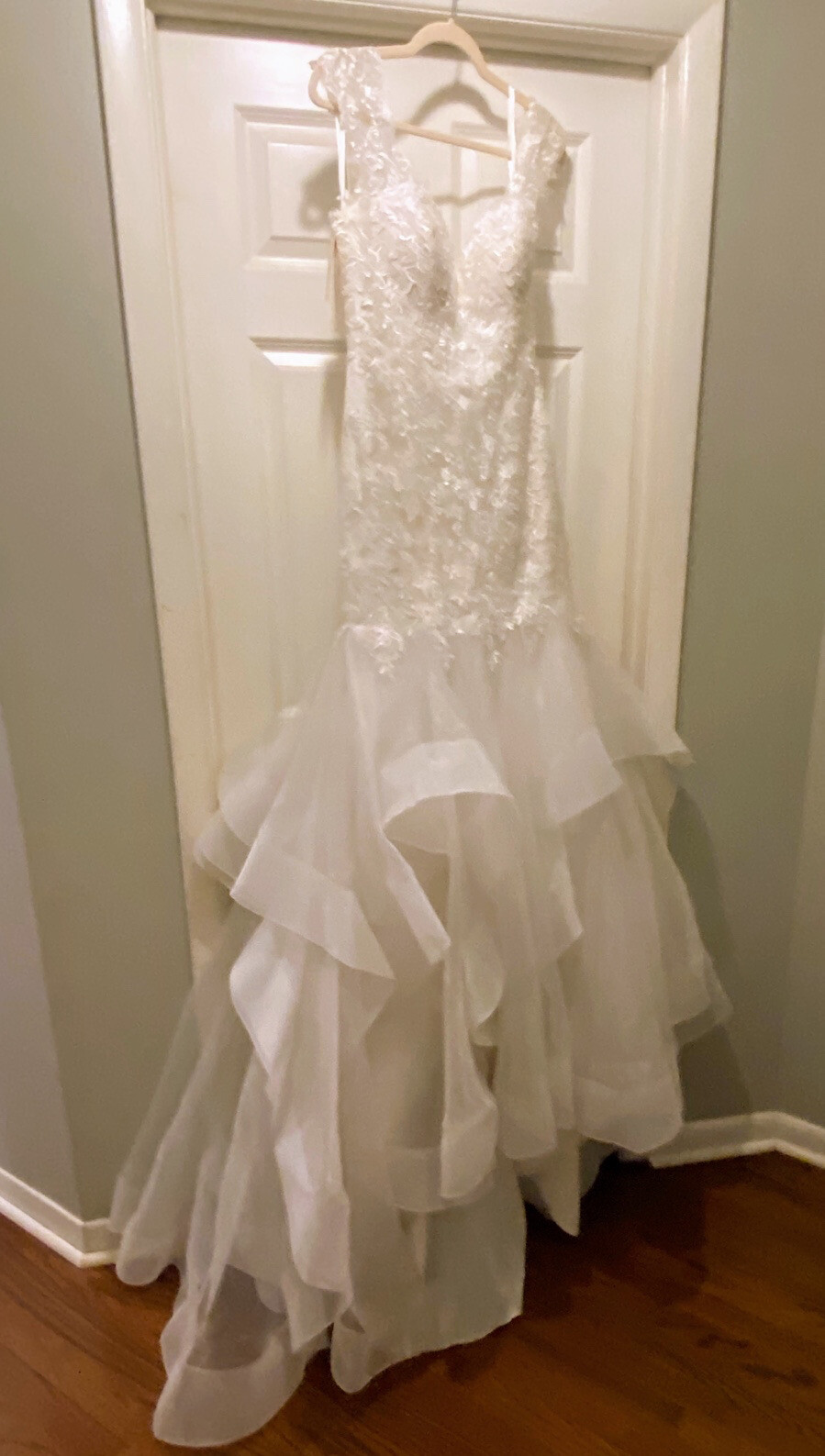 NWT Lace Mermaid Gown w/ Organza Skirt Open Back Gorgeous! USA $2,900 Bridal 12