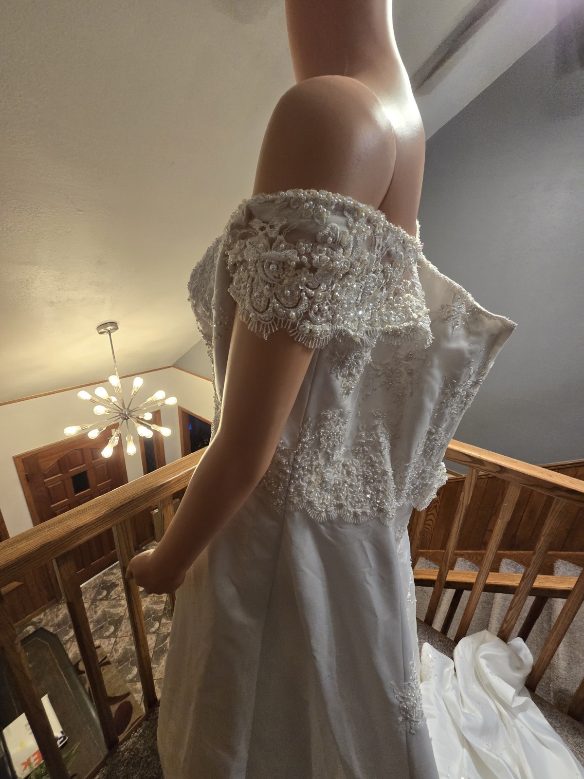 White Off-Shoulder Wedding Gown