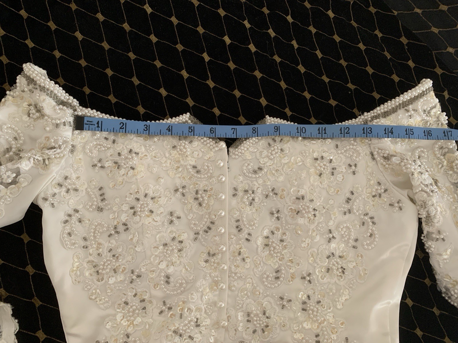 Vintage Venus Beaded Sequin Wedding Dress Long Train Size 10W
