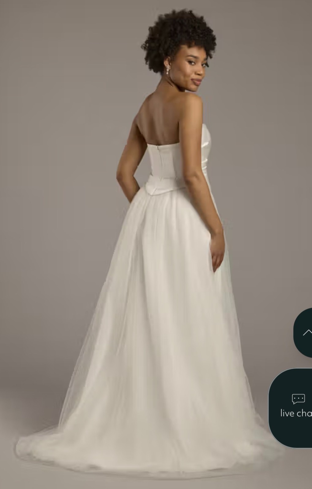 David’s Bridal Strapless Satin and Tulle Ball Gown Size 4 Soft White