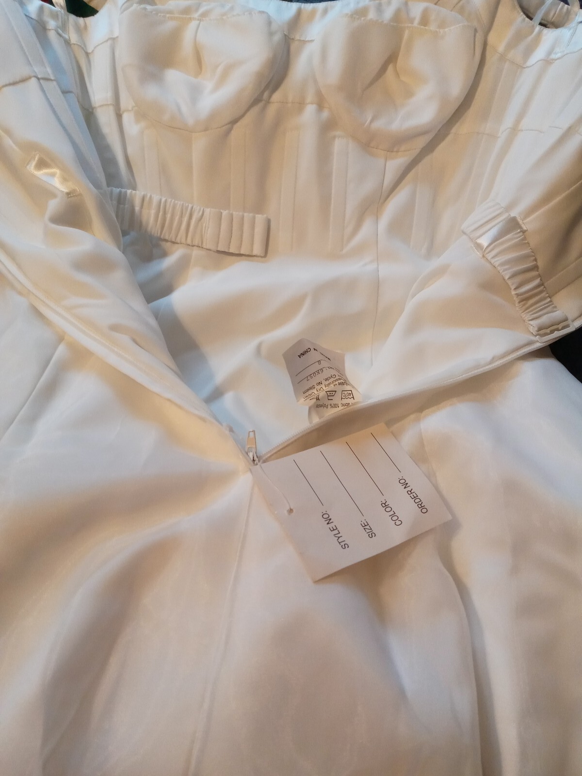 Elegant Wedding Dress,Beige & Ivory, Matte Satin W Tull W Train.Bow tie. Size 8.