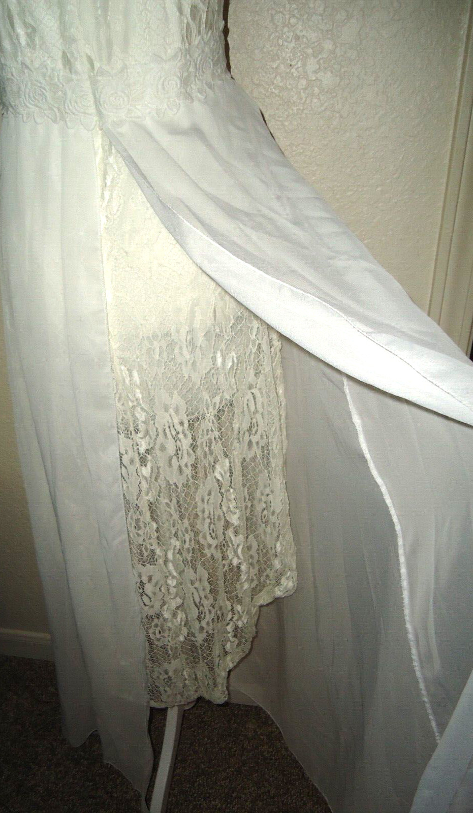 WEDDING Women’s Beach Romantic White Dress Sweatheart Chiffon With Lace Size-M