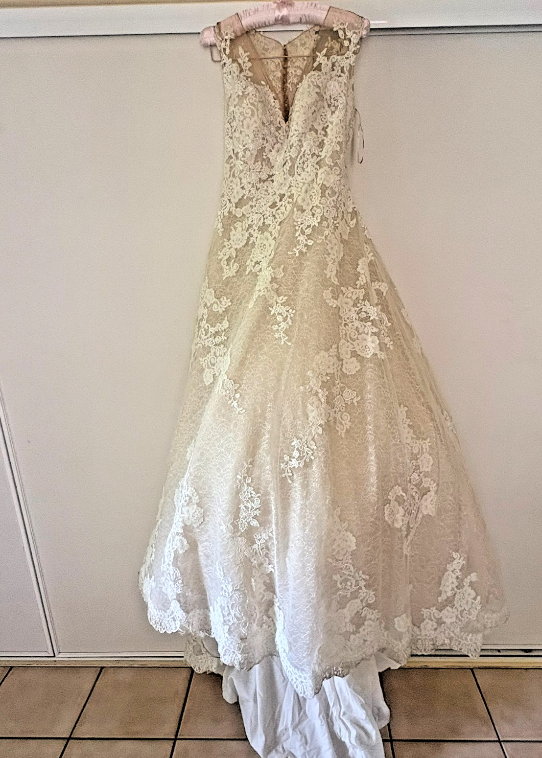 Provnias PrimaDonna Ivory and Beige A Line Size 12 (AU) Wedding Dress