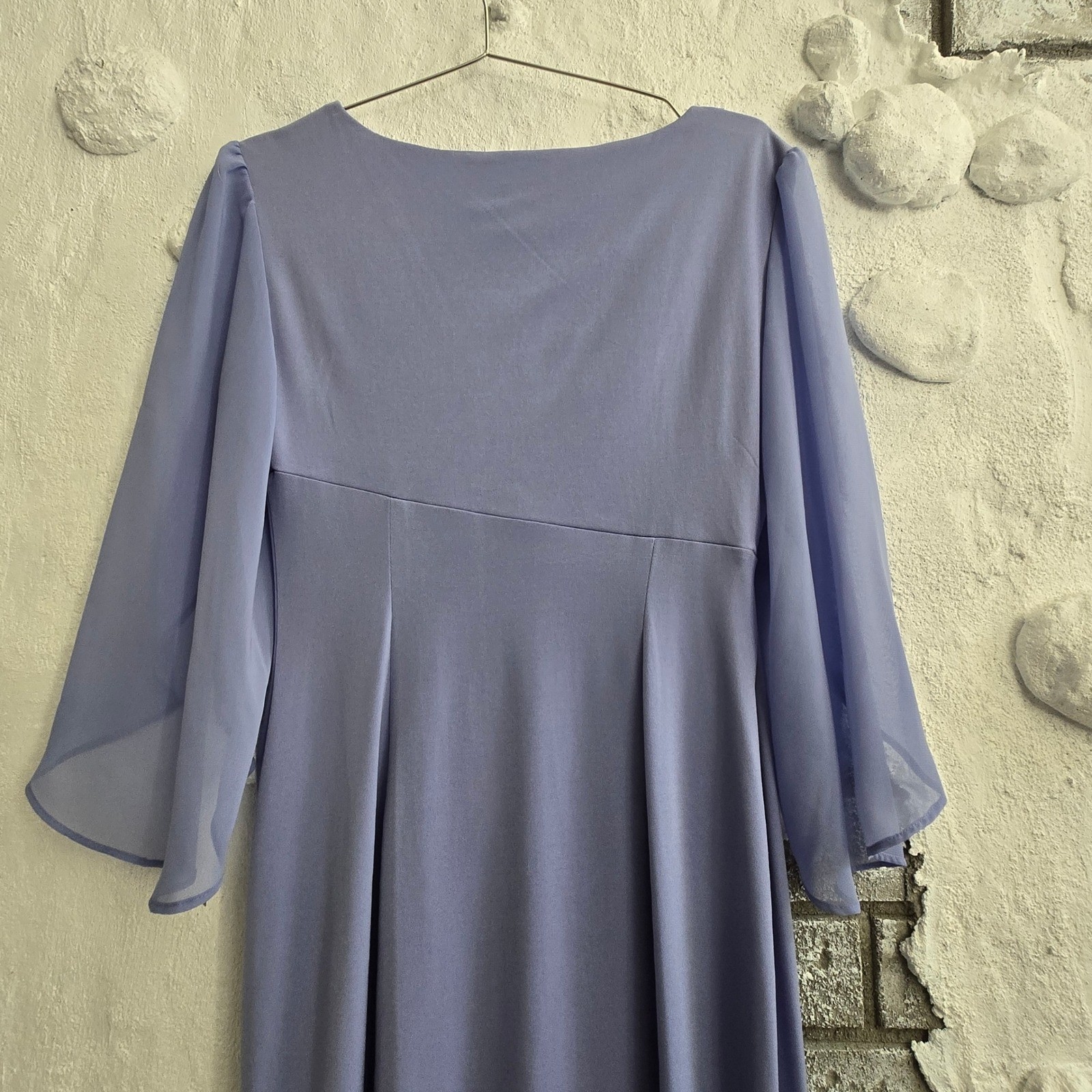 Connected Apparel Lavender Side Knot Chiffon Cape Sleeve Sheath Dress 10