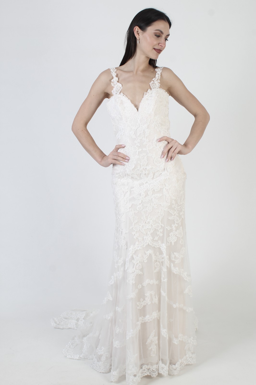 Martina Liana Wedding Dress White Lace Designer Bridal Train Asymmetrical 8