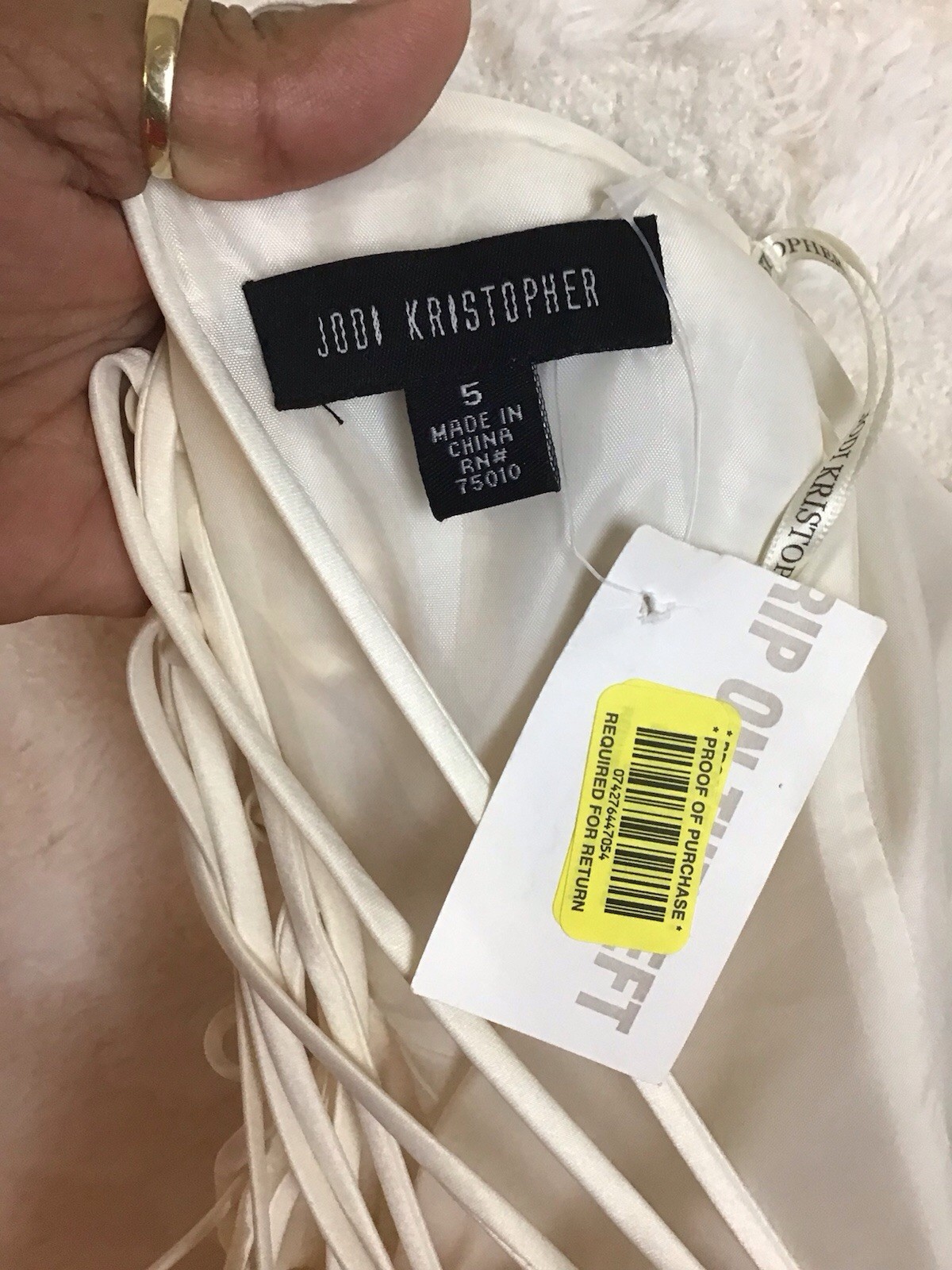Jodi Kristopher Satin Wedding Dress A Line Gown Wt Silver Sz 5