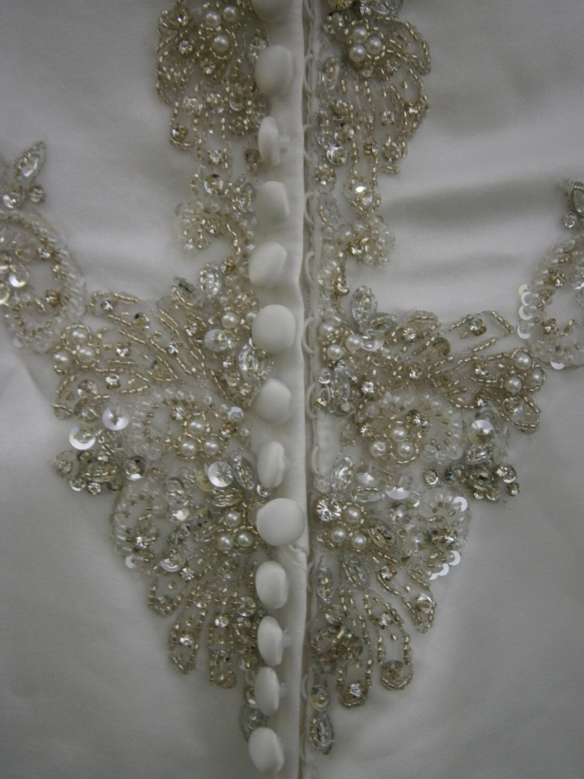 Casablanca Wedding Dress Gown 10 White A-Line Satin Pockets Bling Buttons NWT