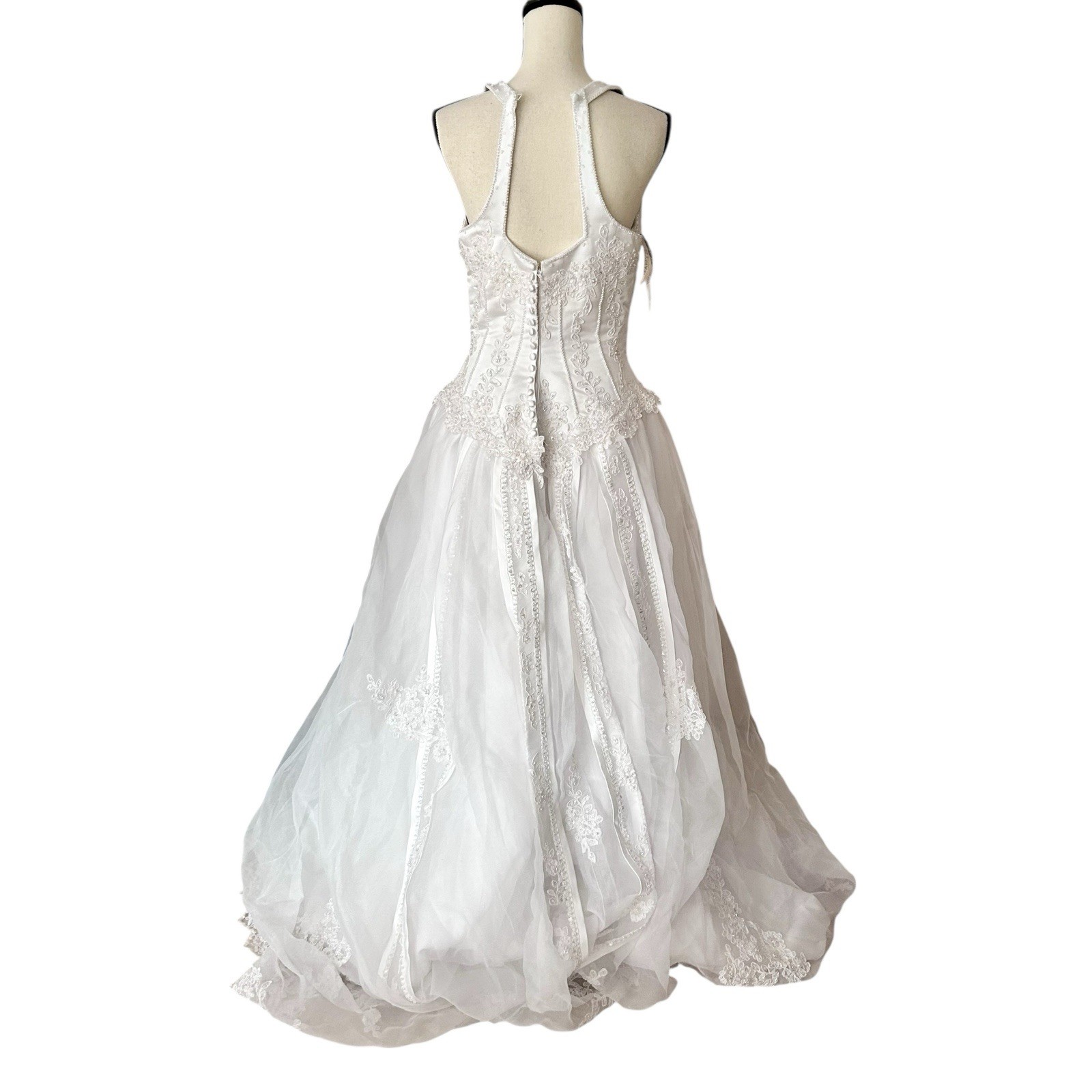Vintage Mary’s Bridal Corset Lace Wedding Dress Beaded Train Ivory Bridal 8/10