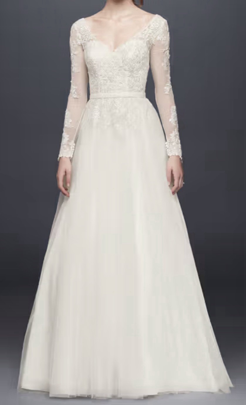 David’s Bridal Long Sleeve Wedding Dress With Low Back Size 20W