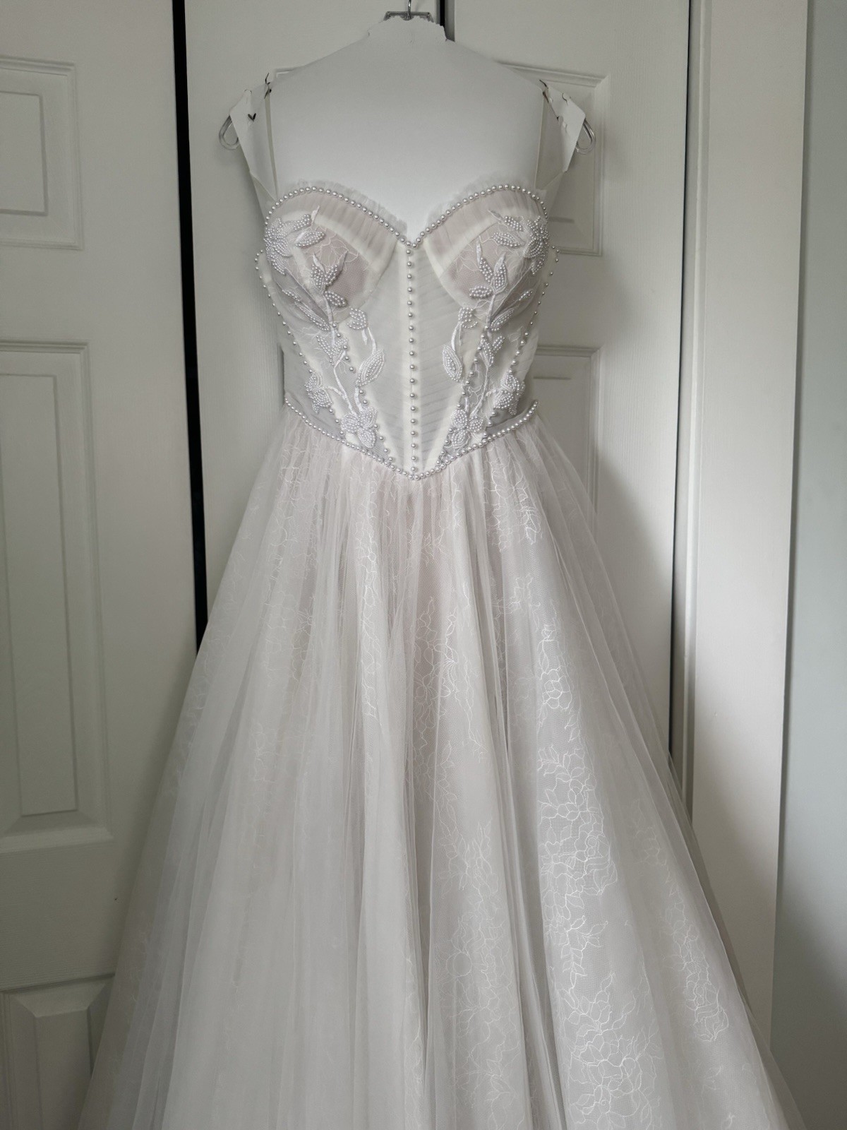 Martina Liana Ivory Sweetheart Corset A-Line Tulle Train Wedding Dress 8