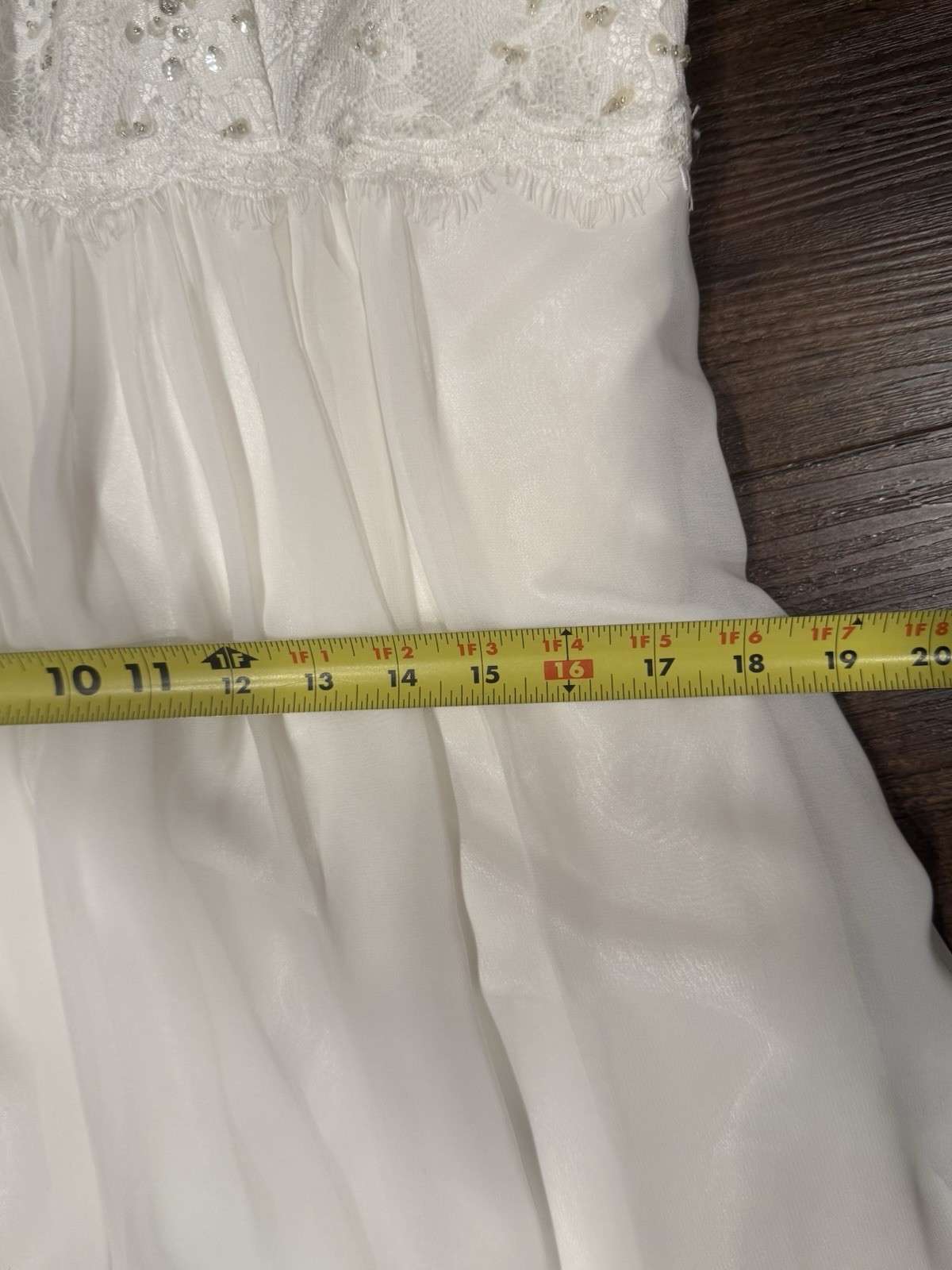 Wedding Dress Ivory Sz 16 Romantic Chiffon Empire Waist A-line Lace Cap Sleeves