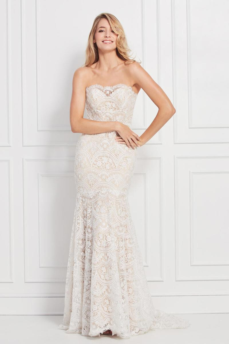 Wtoo Arliss 12118B Wedding Dress 12 Ivory Nude Illusion Cybele Lace Fit & Flare