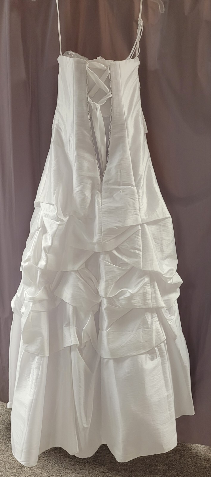 Theresa Lorenzo Bridal, C1107L, Size 8, White, Ruching Bodice, Beaded Design