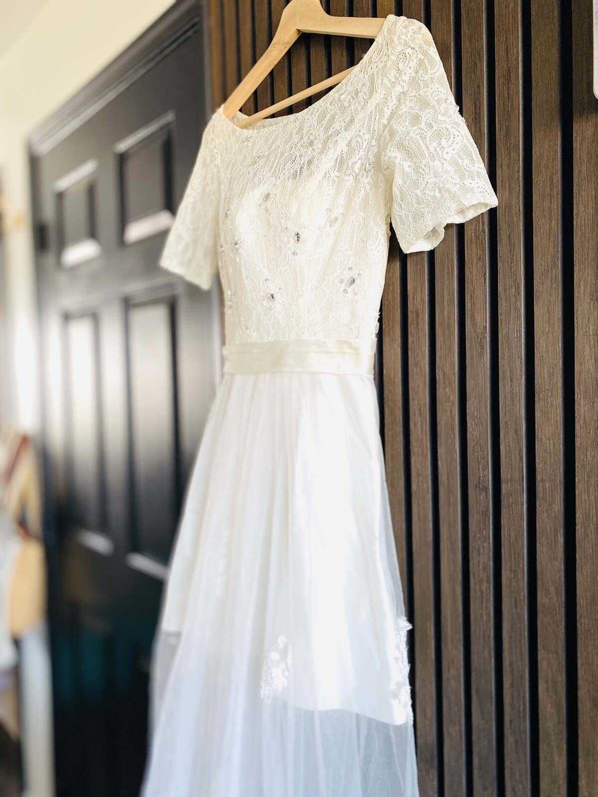 wedding dress mermaid Veil Tail See Thru. Brand New No Tag.
