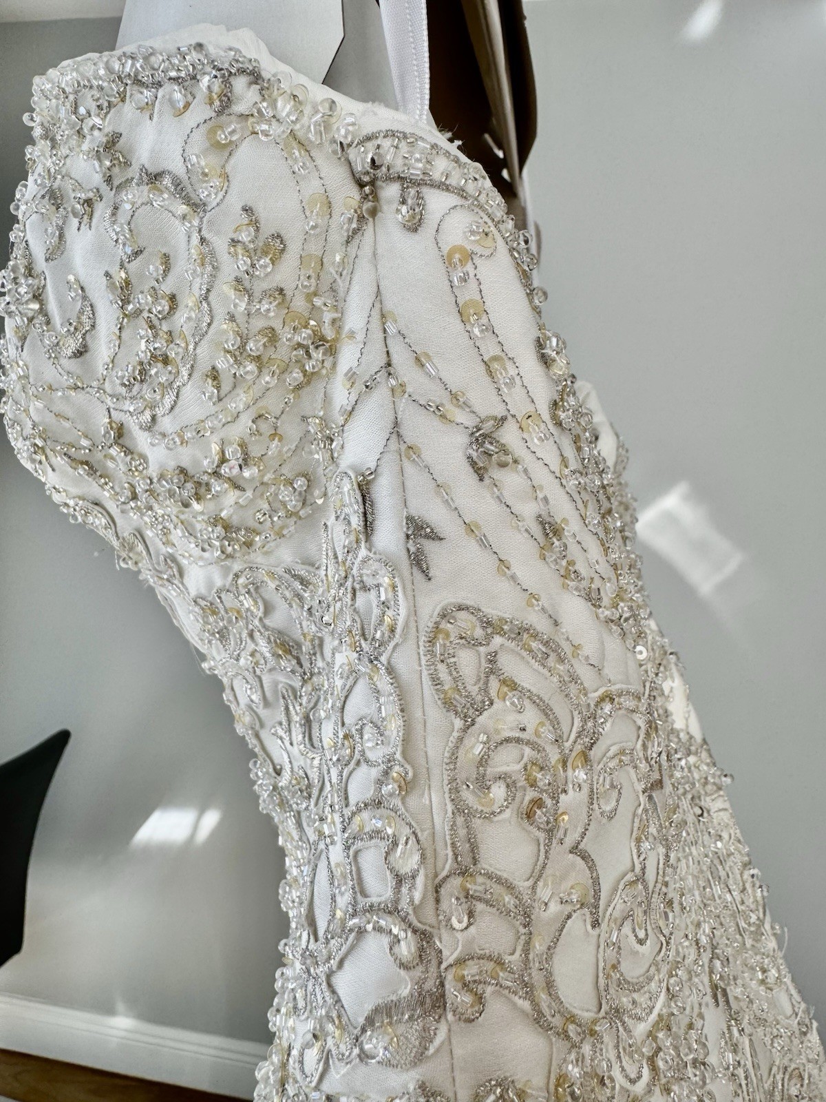 Beaded Embroidered Ball Gown Wedding Dress with Train