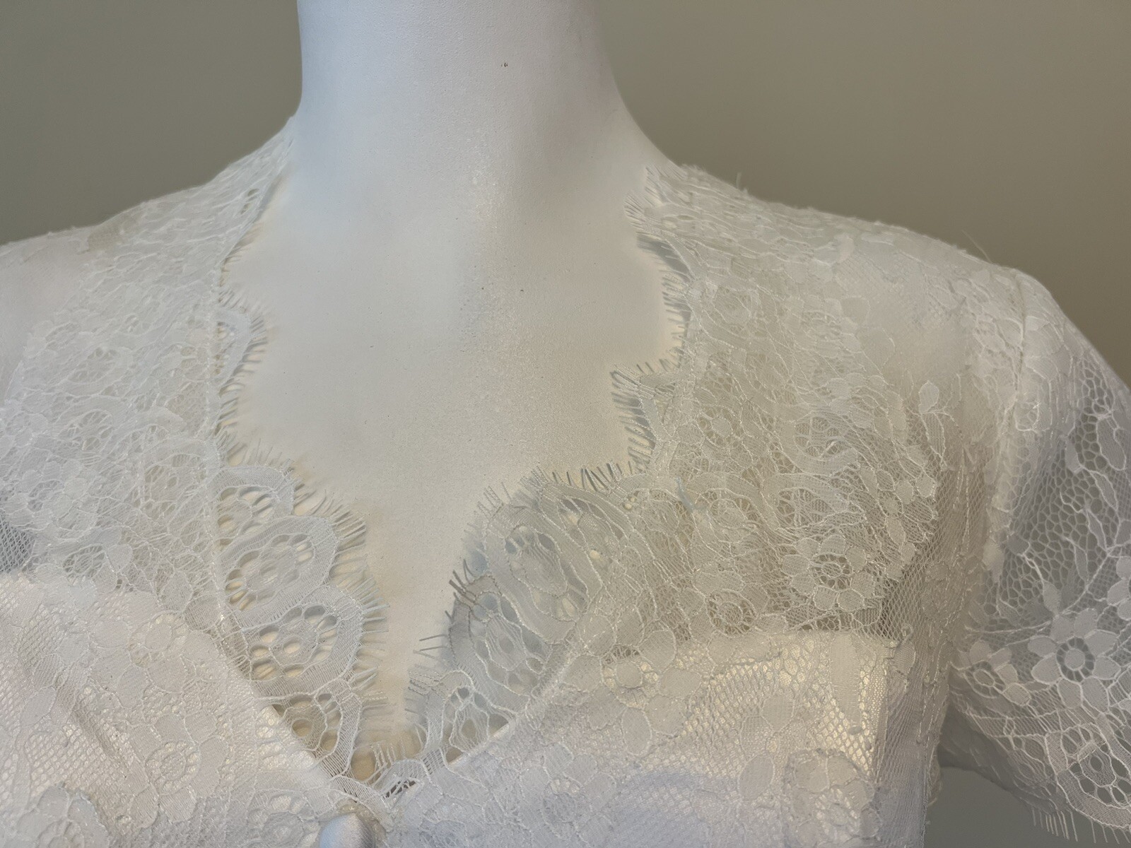 NEW JJs House Fit Flare Tea Length Lace Satin Ivory Wedding Dress Custom Sz 8/10