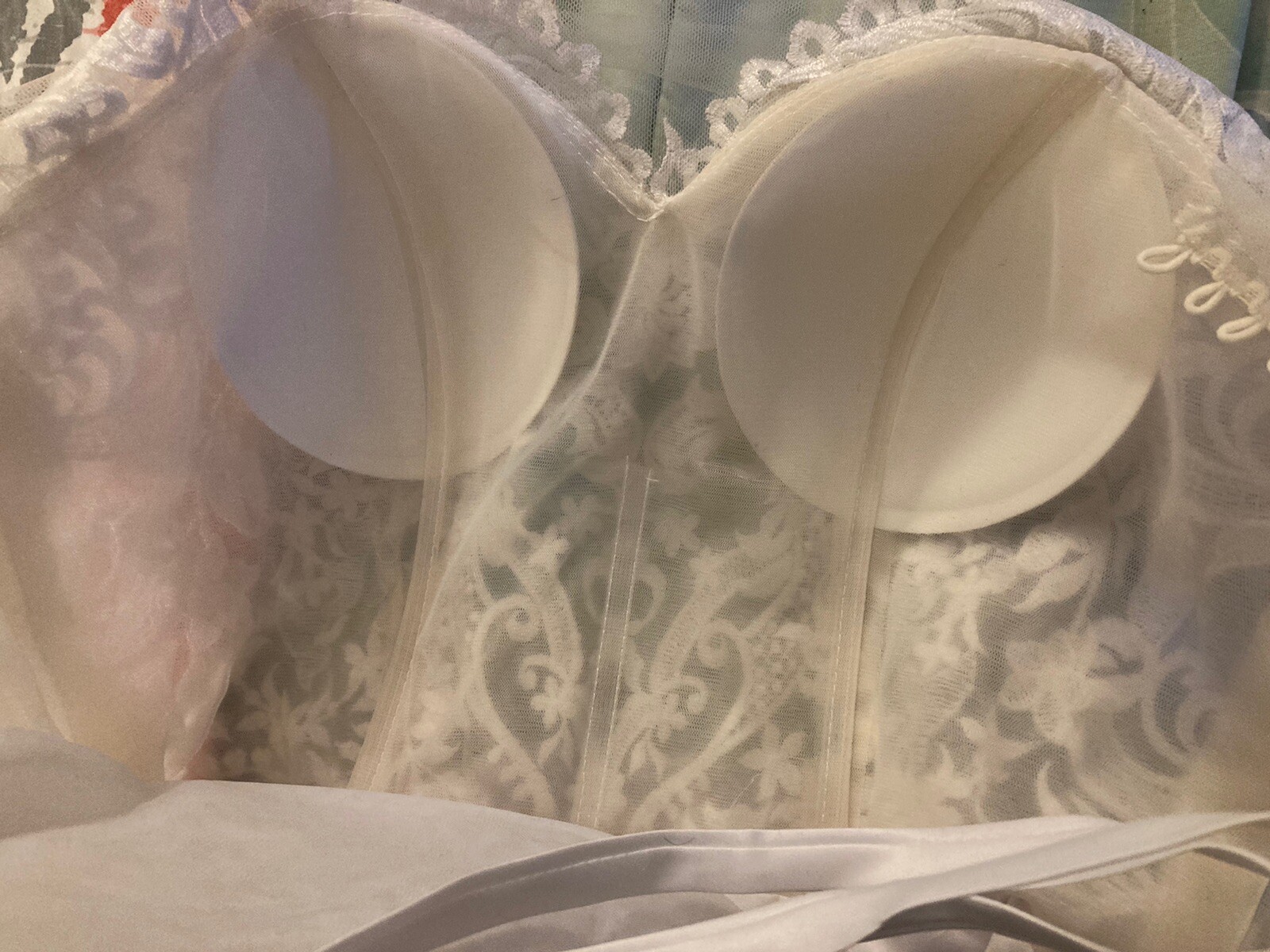 Warm Notices Wedding Dress OSFM Gown White Sequins Embellished Corset Slit NWT