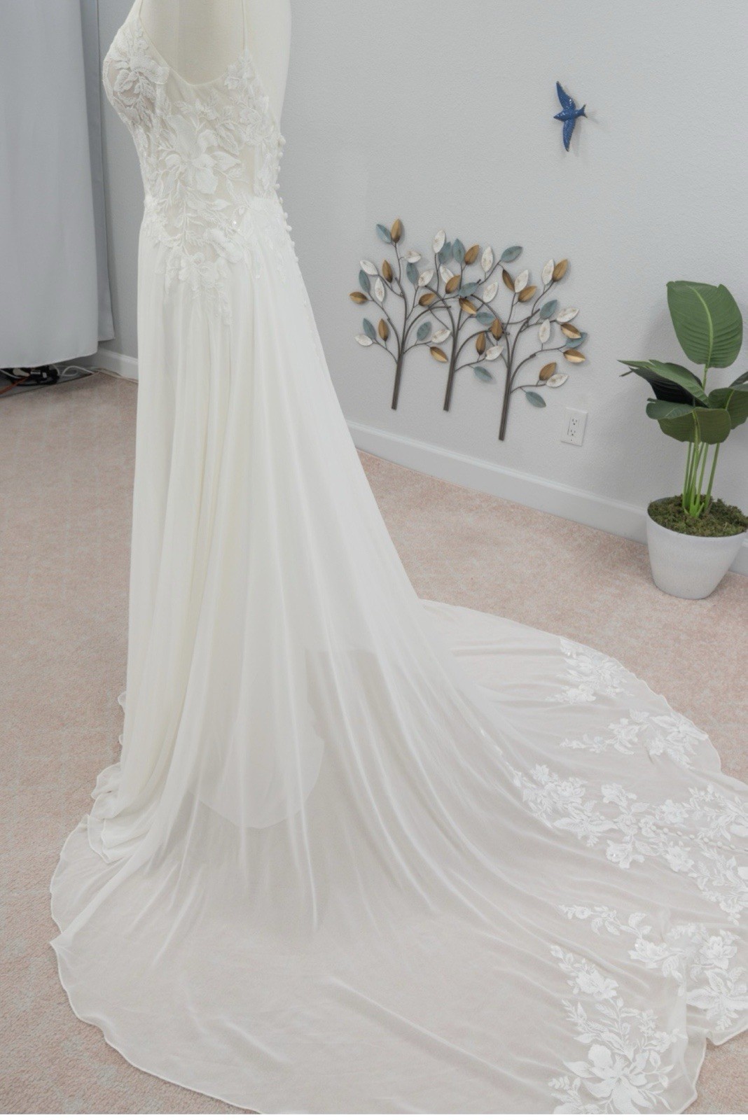 Oxford Street PA1348 Size 12- Lace Sleeveless Sheath Wedding Dress with Train