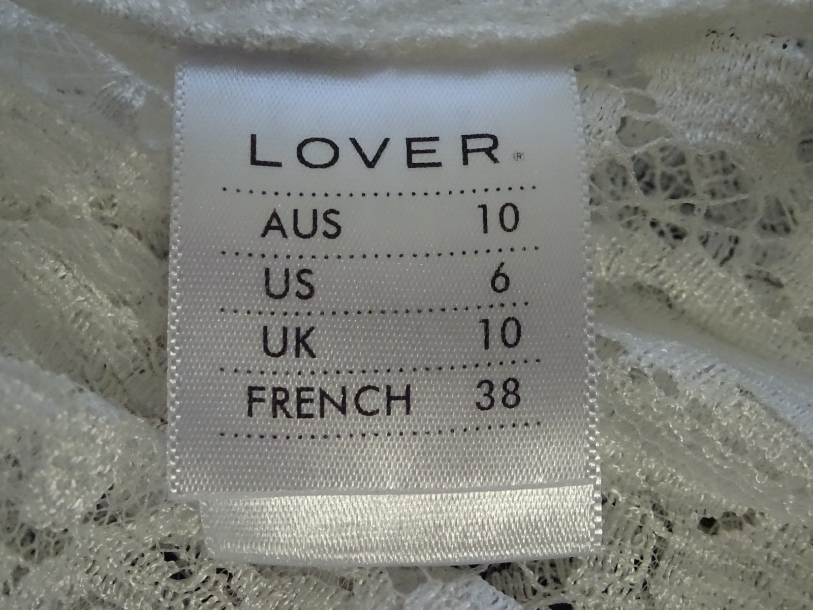New LOVER THE LABEL White Magick ‘Wiccan’ Ivory Lace Mini Dress & Slip Size 10
