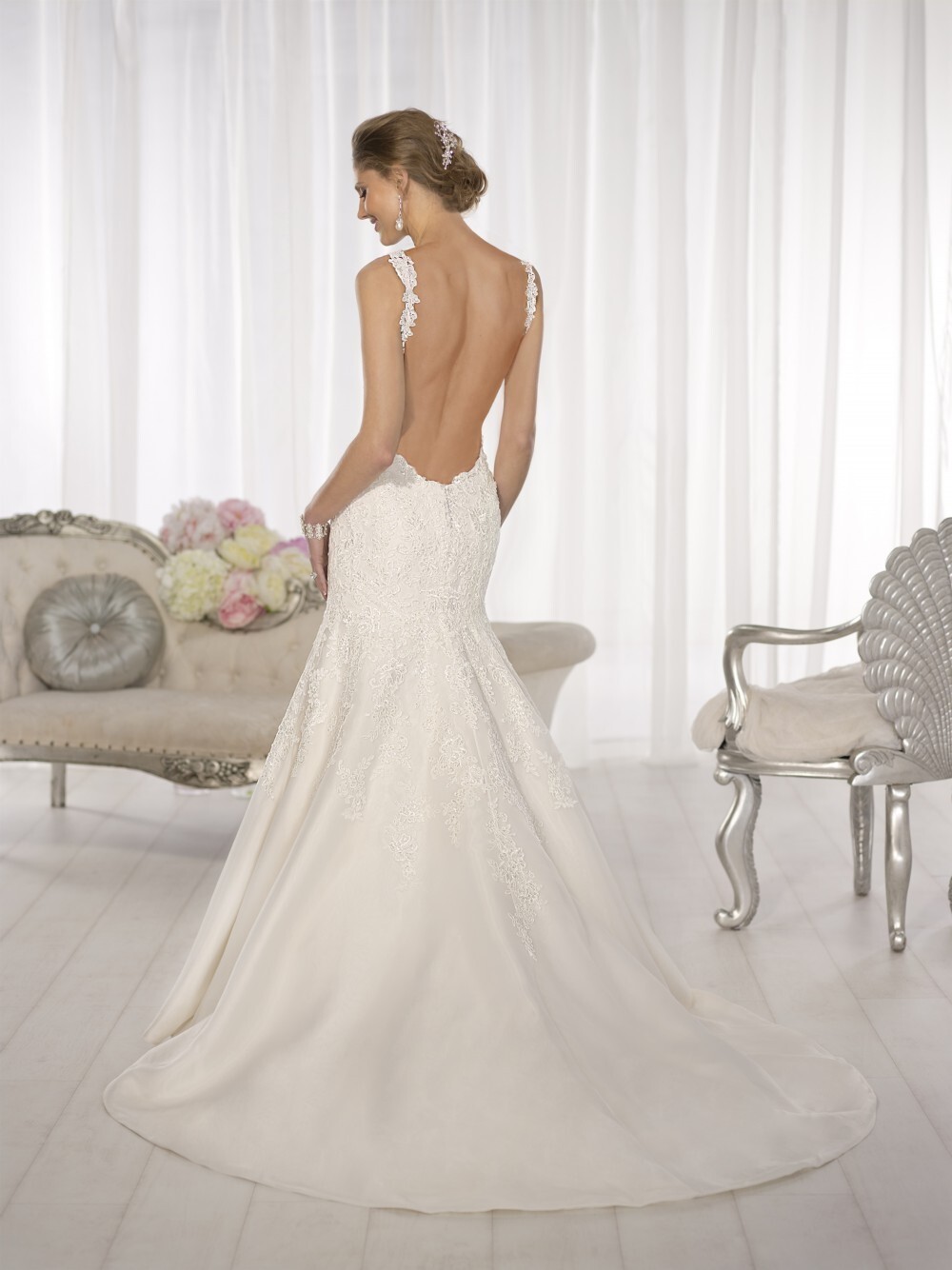 Essence Of Australia Ivory Lace Organza Crystal Wedding Gown Size 10 $1800