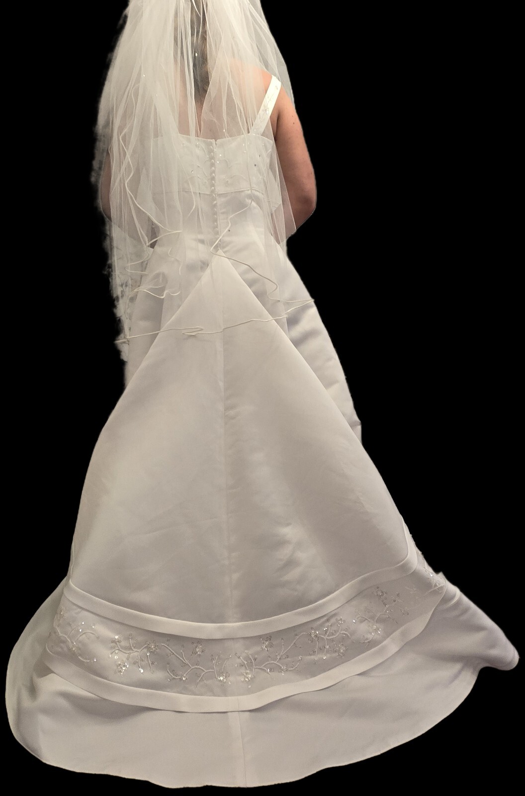 Oleg Cassini David Bridal Wedding Dress Style 2165BX size 14 White Buttons