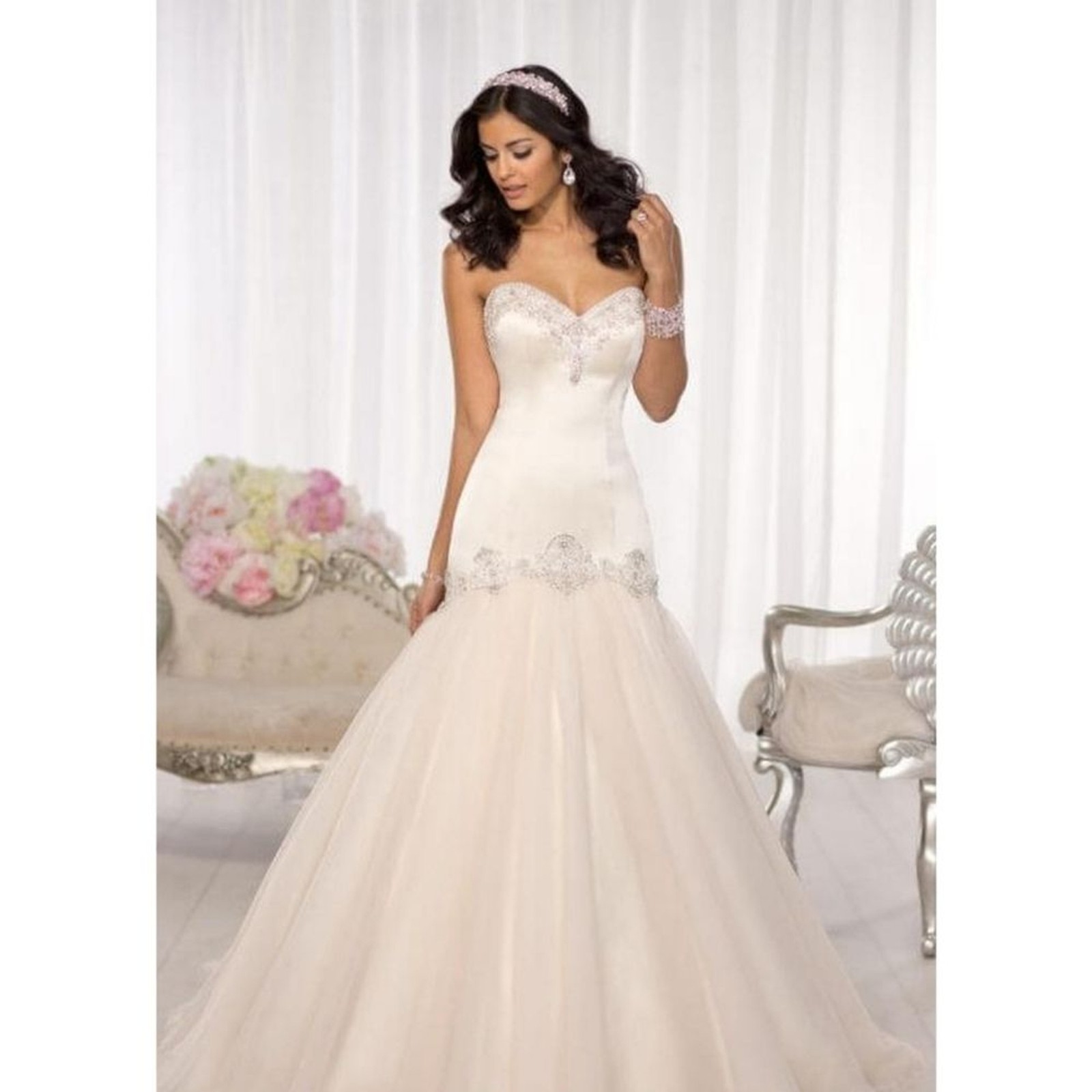 Essence Of Australia Dolce Beaded Wedding Dress Size 12 Oyster Ivory New