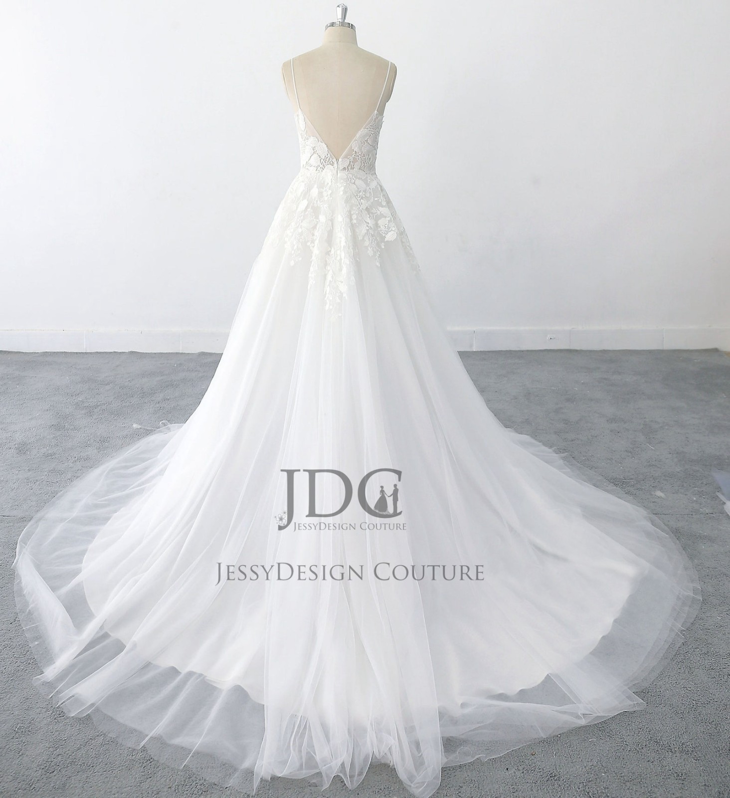 Boho Thin Strappy Wedding Dress Wedding Dress 32-60 Tailored Ivory
