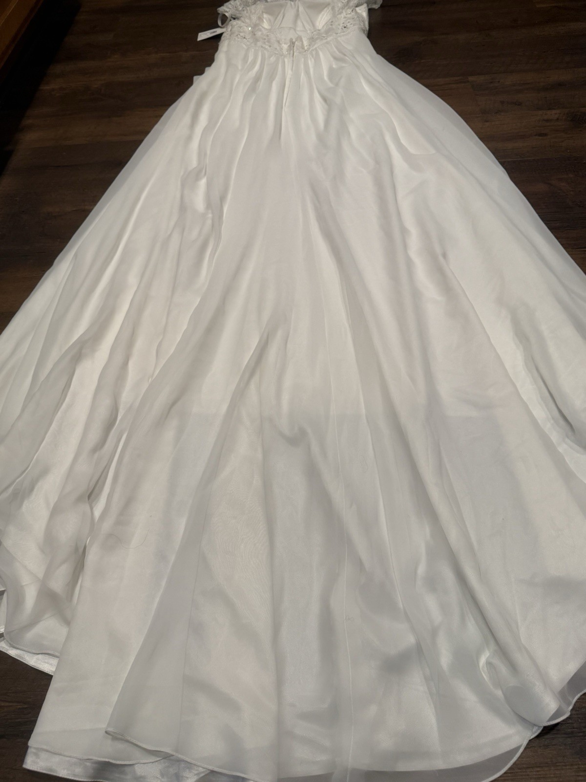 Wedding Dress Ivory Sz 16 Romantic Chiffon Empire Waist A-line Lace Cap Sleeves