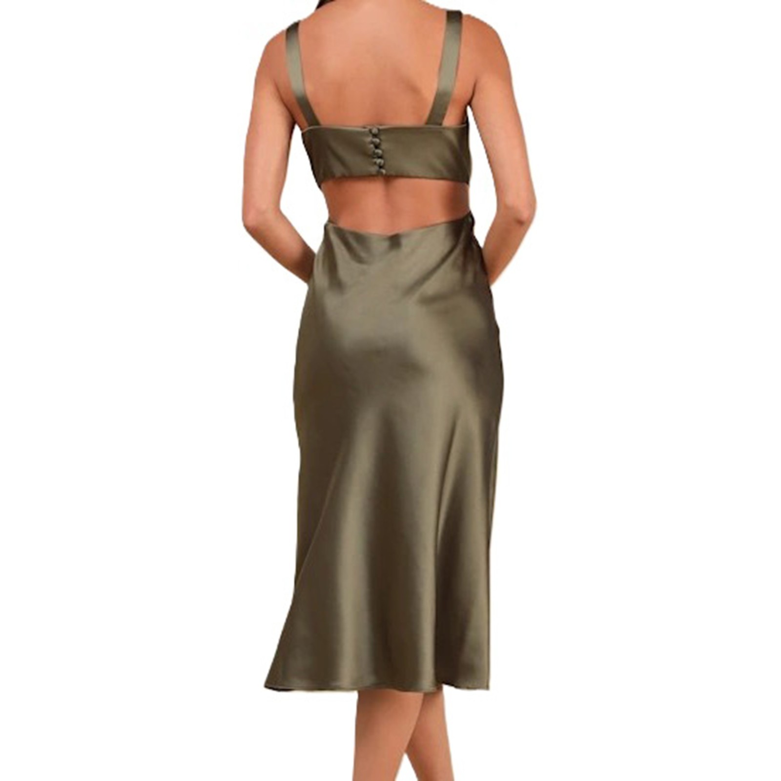 Lulus Unmatched Elegance Olive Satin Feel Sleeveless Mini Dress Small NWT