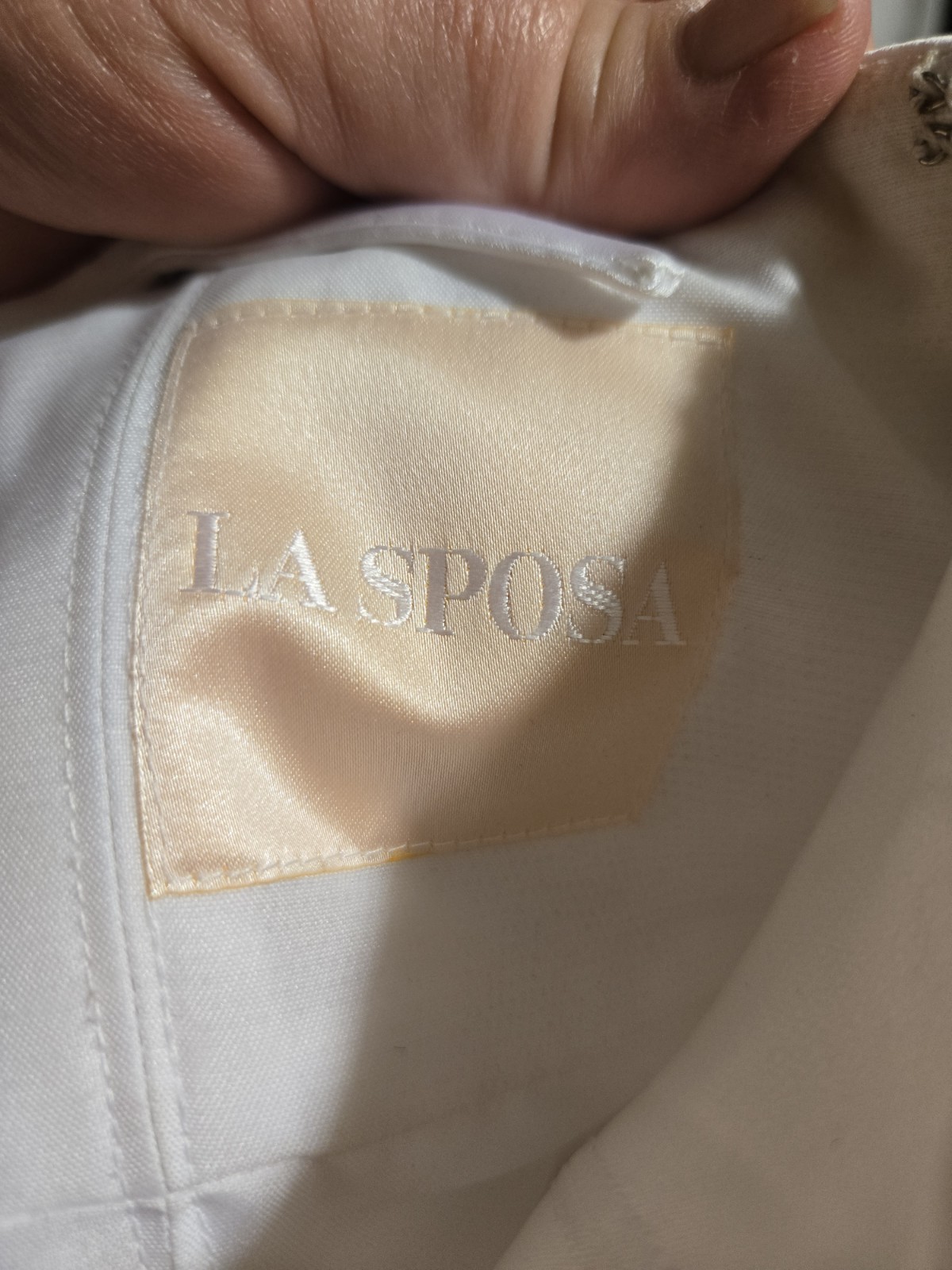La Sposa Satin Wedding Dress With Floral Beading. *Strap Needs Repair & Cleaning