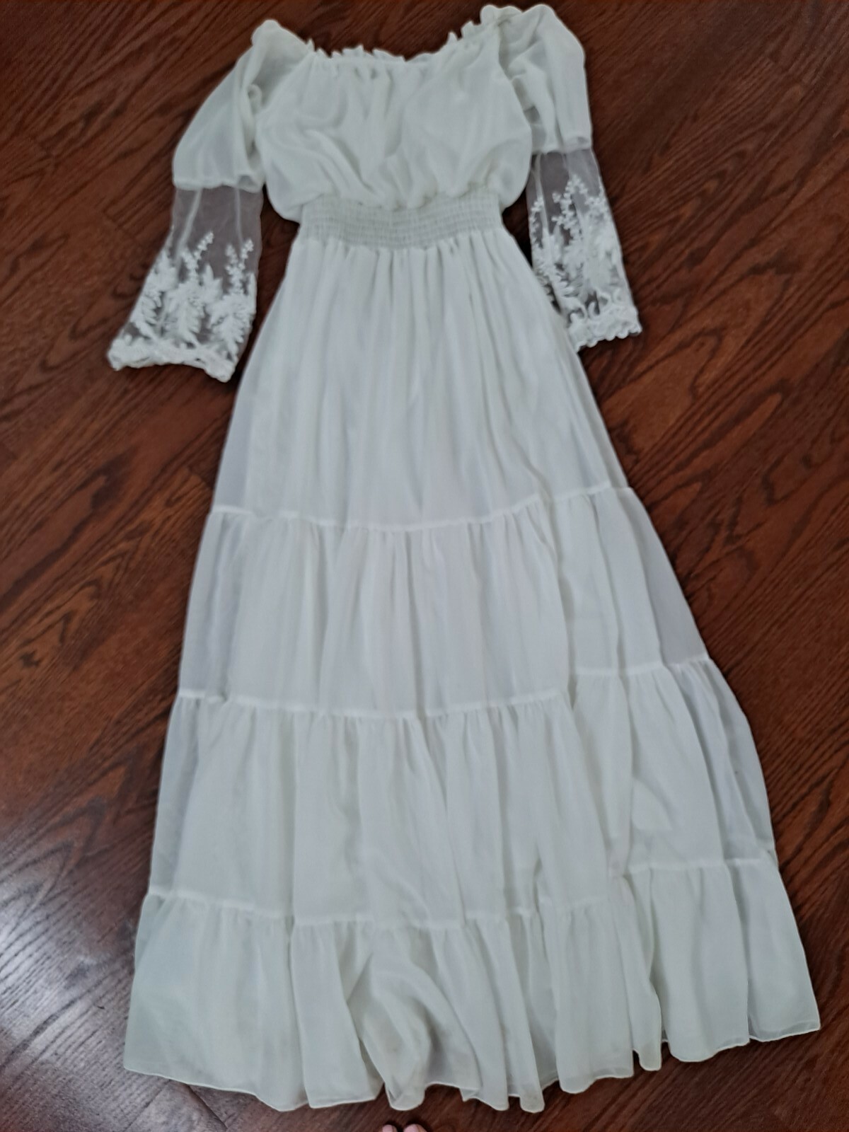 Boho Bohemian Beach Wedding Dress Tulle A Line Long Sleeve Bridal Gown S Medium