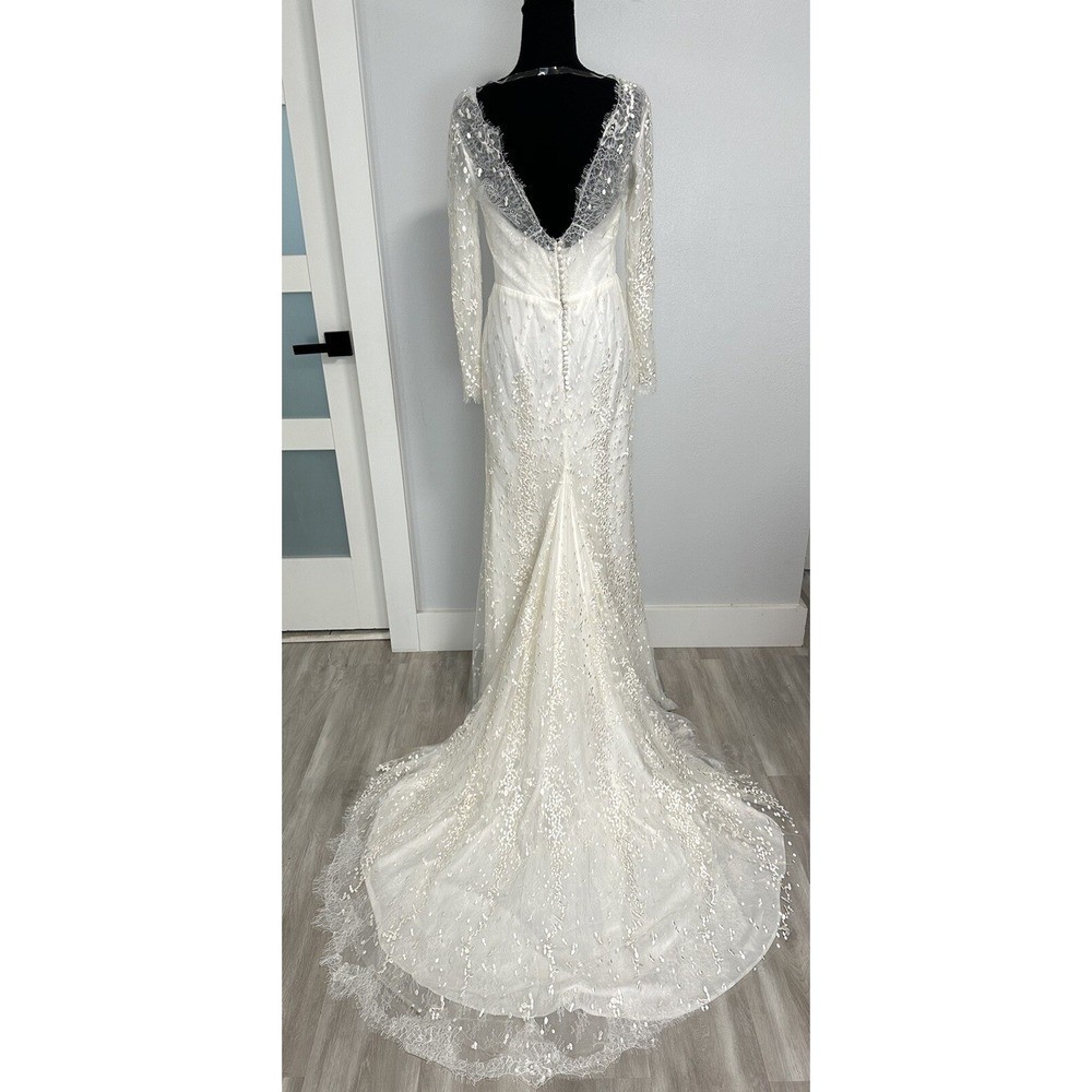 Unbranded Lace Wedding Dress Women 4-6 Ivory Excellent Long Sleeve Train Gown