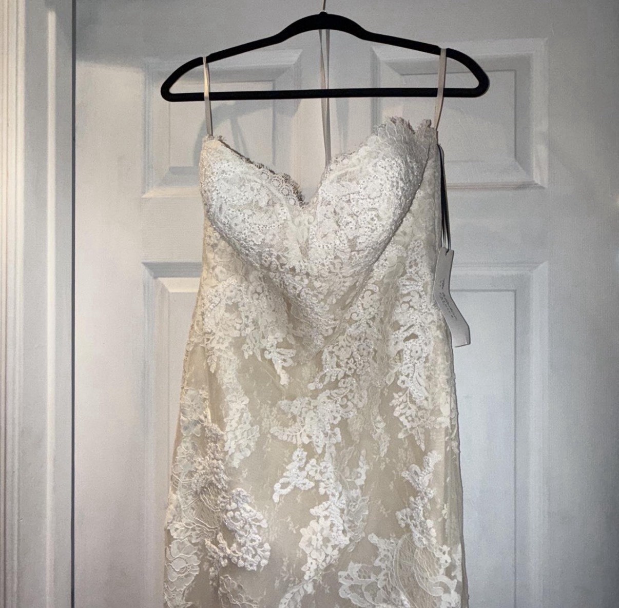 Pronovias Lesley Size 12 Off-White/Beige Lace Mermaid Train Sweetheart