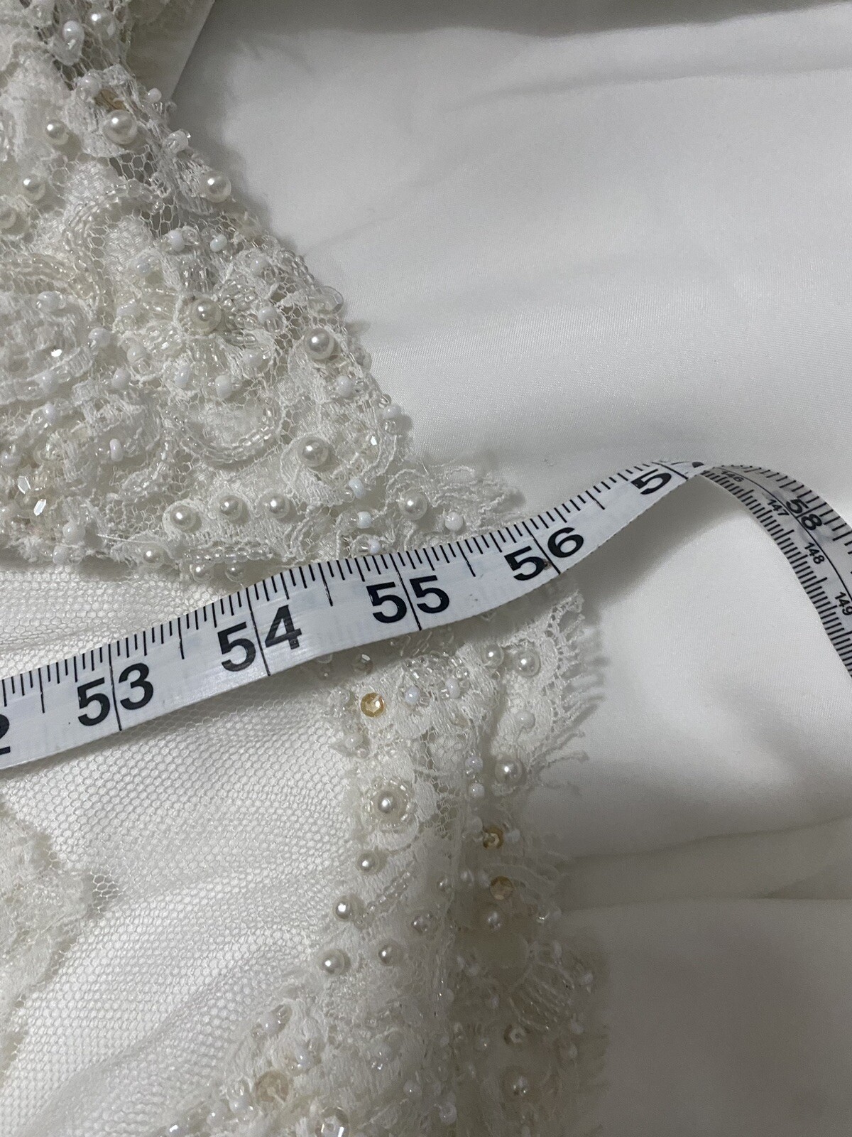 MORI LEE white straight neckline strapless gold beaded appliqué wedding dress 12